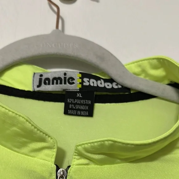 Jamie Sadock Yellow and Blue Zippered Jersey with Mandarin Collar - Picture 2 of 3